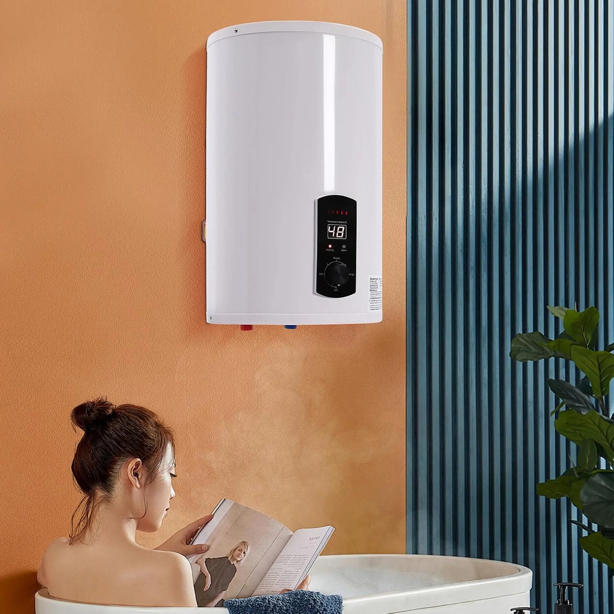 Elektryczny zbiornik ciepłej wody, 30 litrów, bojler ciepłej wody, 2000 W, wiszący bojler, elektryczny podgrzewacz wody, 25-75°C, regulowana temperatura