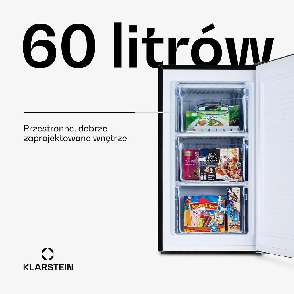 Klarstein Pluto Zamrażarka 90.5cm 60L Czarna