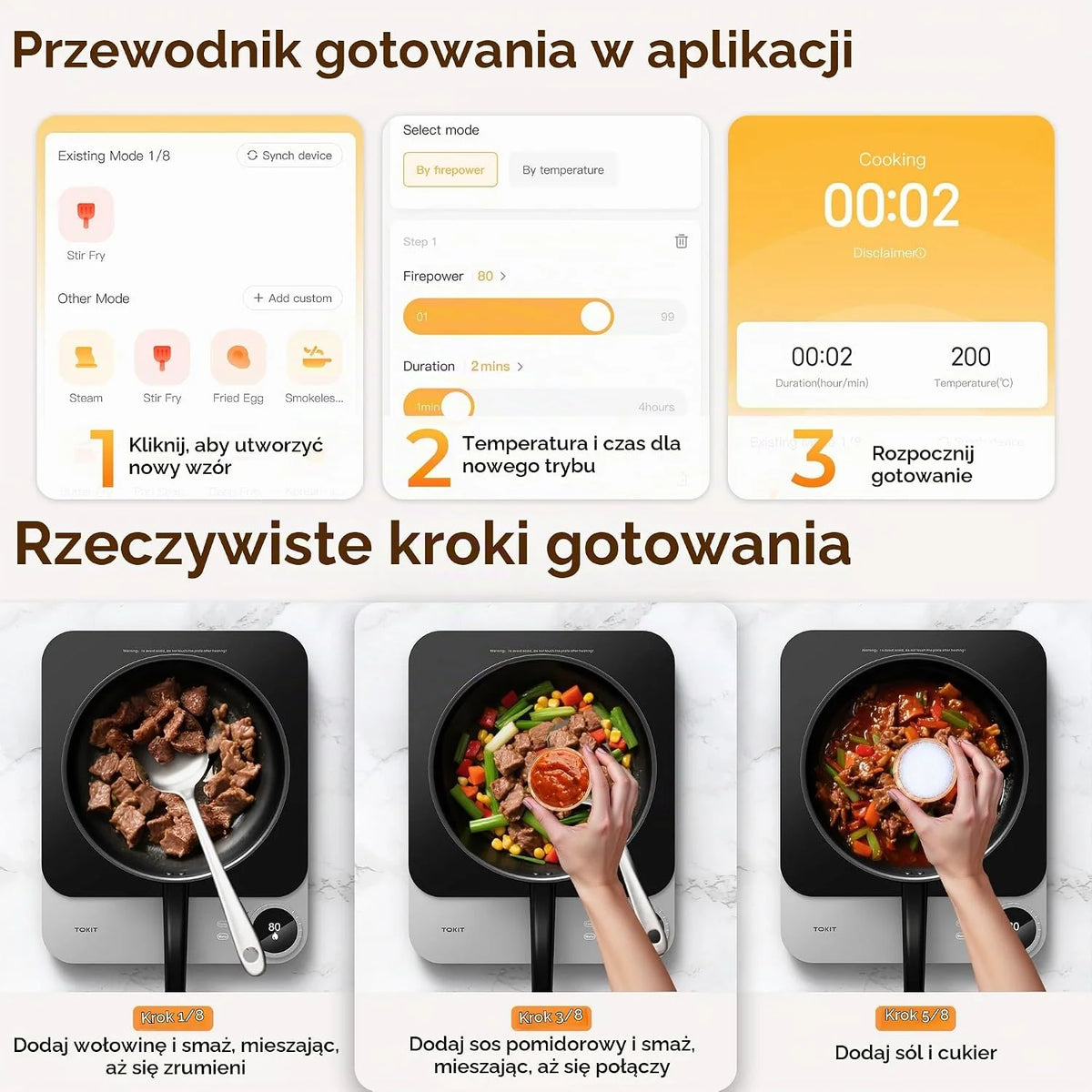 TOKIT Indukcyjna płyta grzewcza 2100 W ze sterowaniem przez aplikację, 99 poziomów mocy, ultra cienka kuchenka indukcyjna (20 mm), przenośna kuchenka indukcyjna do gotowania i biwakowania (aplikacja)