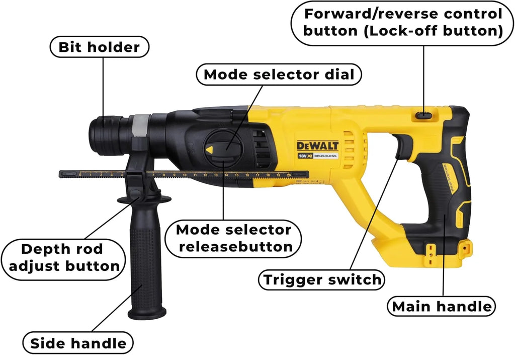Dewalt Młotowiertarka, Żółty/Czarny, 1550 obr./min