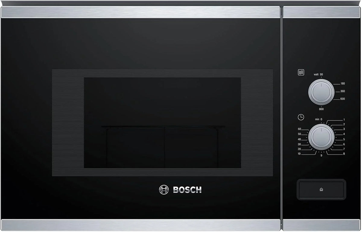 Bosch BFL520MS0 Seria 4 - Zintegrowana kuchenka mikrofalowa, 60 x 38 cm, 21 litrów, stal nierdzewna