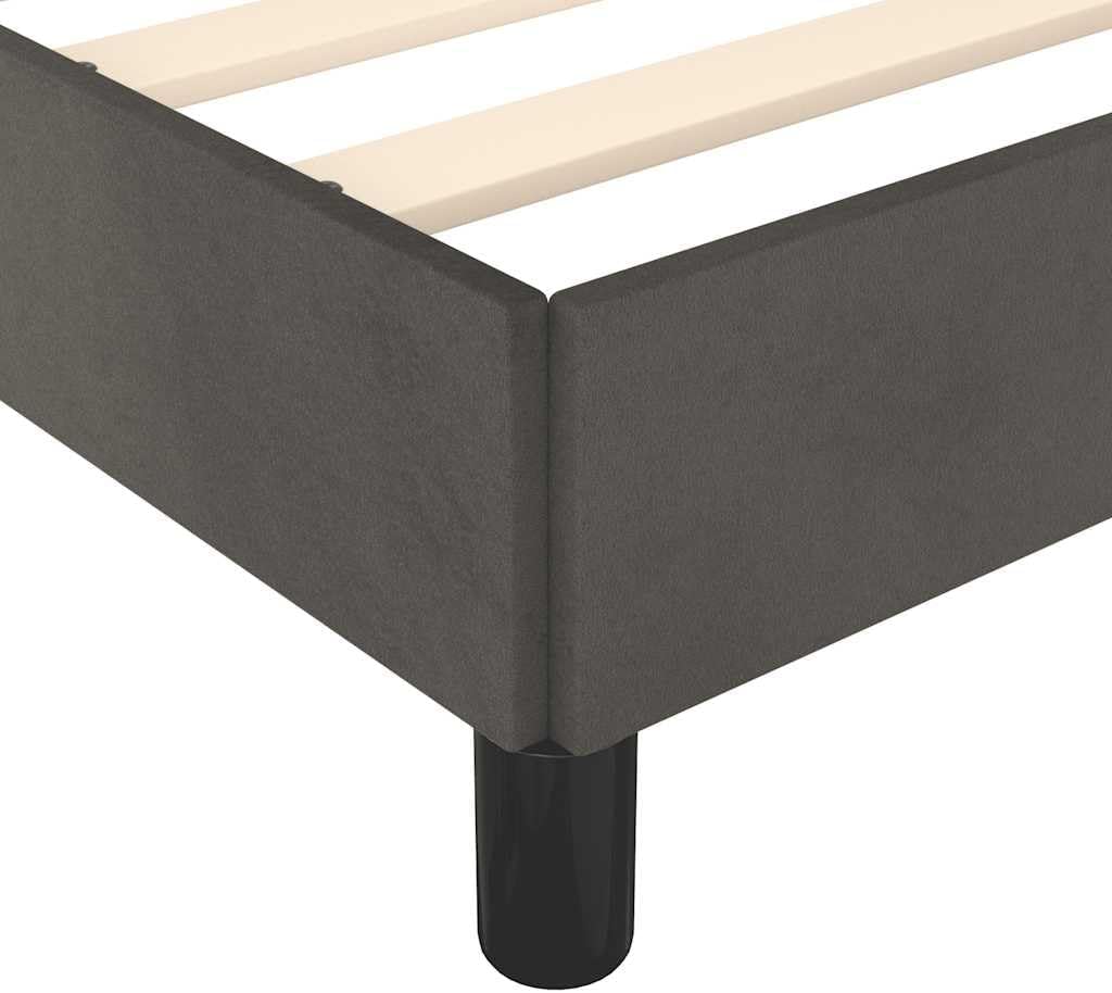 Rama łóżka bez materaca, ciemnoszara, 140 x 200 cm, aksamitna tkanina, wytrzymałe łóżko platformowe do sypialni, nowoczesny design, łatwy montaż, trwała konstrukcja