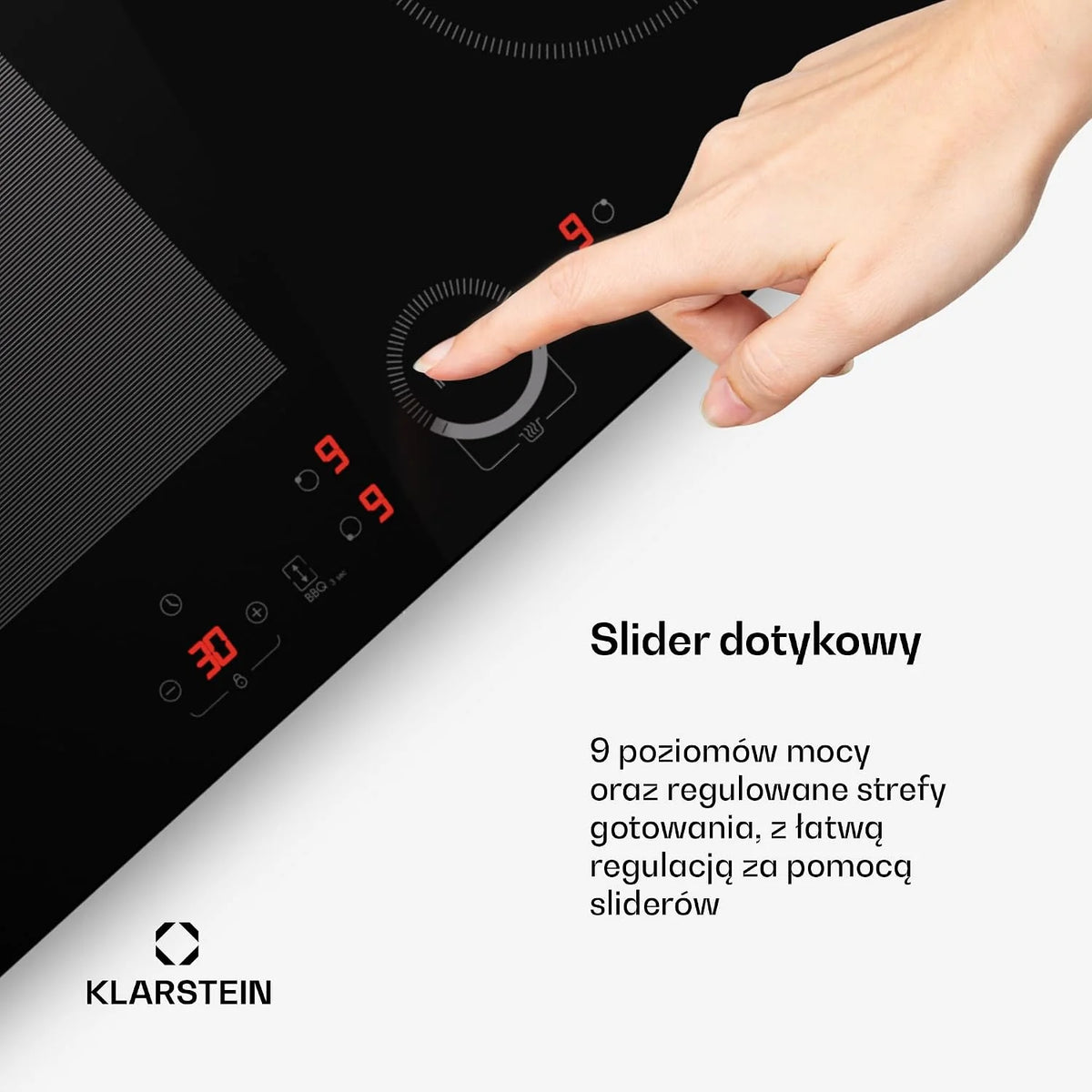 Klarstein Płyta indukcyjna, płyta kuchenna z ceramiki szklanej, 7000 W, płyta indukcyjna z 4 płytami, płyta indukcyjna do zabudowy z ekranem dotykowym i timerem, nowoczesne płyty grzewcze z