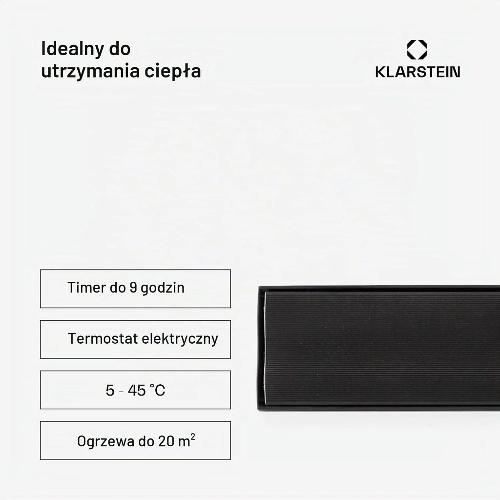 Klarstein Promiennik ciepła, Ogrzewanie elektryczne na taras, Promiennik podczerwieni z pilotem, Timer, Wyświetlacz LED do wnętrz, Bez emisji CO2, Energooszczędne ogrzewanie, 2400W