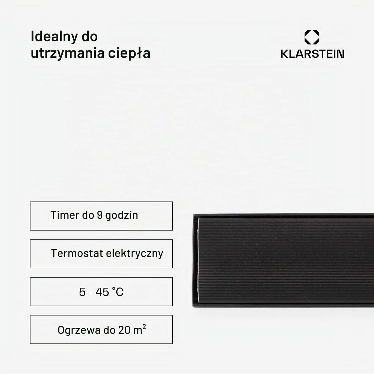 Klarstein Promiennik ciepła, Ogrzewanie elektryczne na taras, Promiennik podczerwieni z pilotem, Timer, Wyświetlacz LED do wnętrz, Bez emisji CO2, Energooszczędne ogrzewanie, 2400W