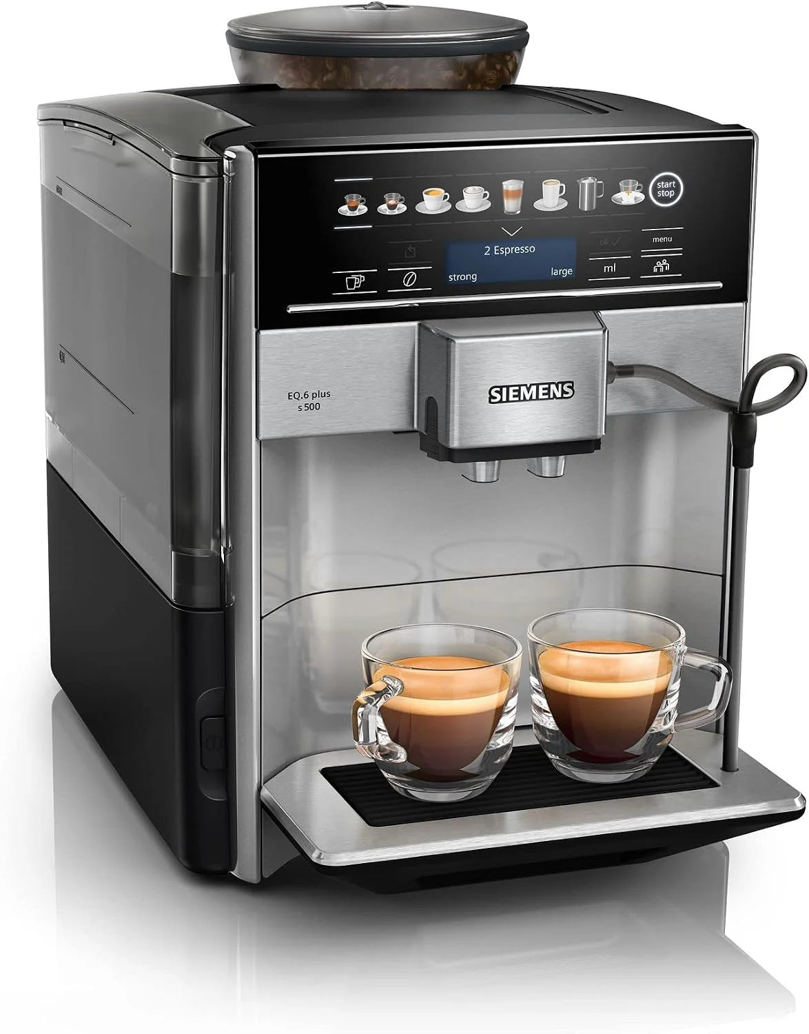 Siemens TE655203RW EQ.6 plus s 500 Automatyczny Ekspres Do Kawy, 1500 W, 1.7 L, Czarno/Srebrny