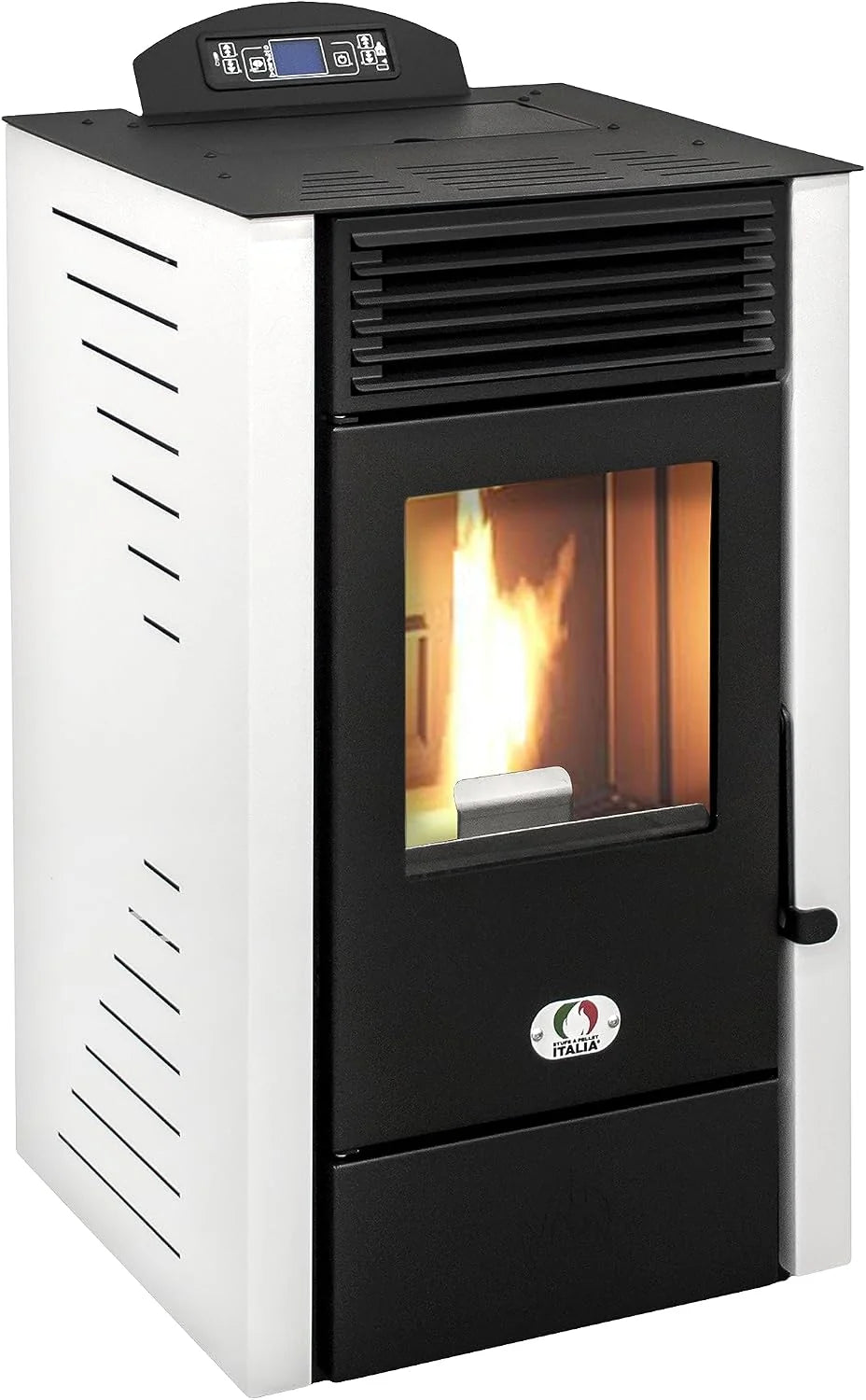 STUFE A PELLET ITALIA California 10 KW WiFi | Piecyki na pellet 90% wydajności Ogrzewa 80m² Autonomia 20 godz. Programowalne sterowanie WiFi 5 prędkości i mocy Kompaktowa konstrukcja 24M
