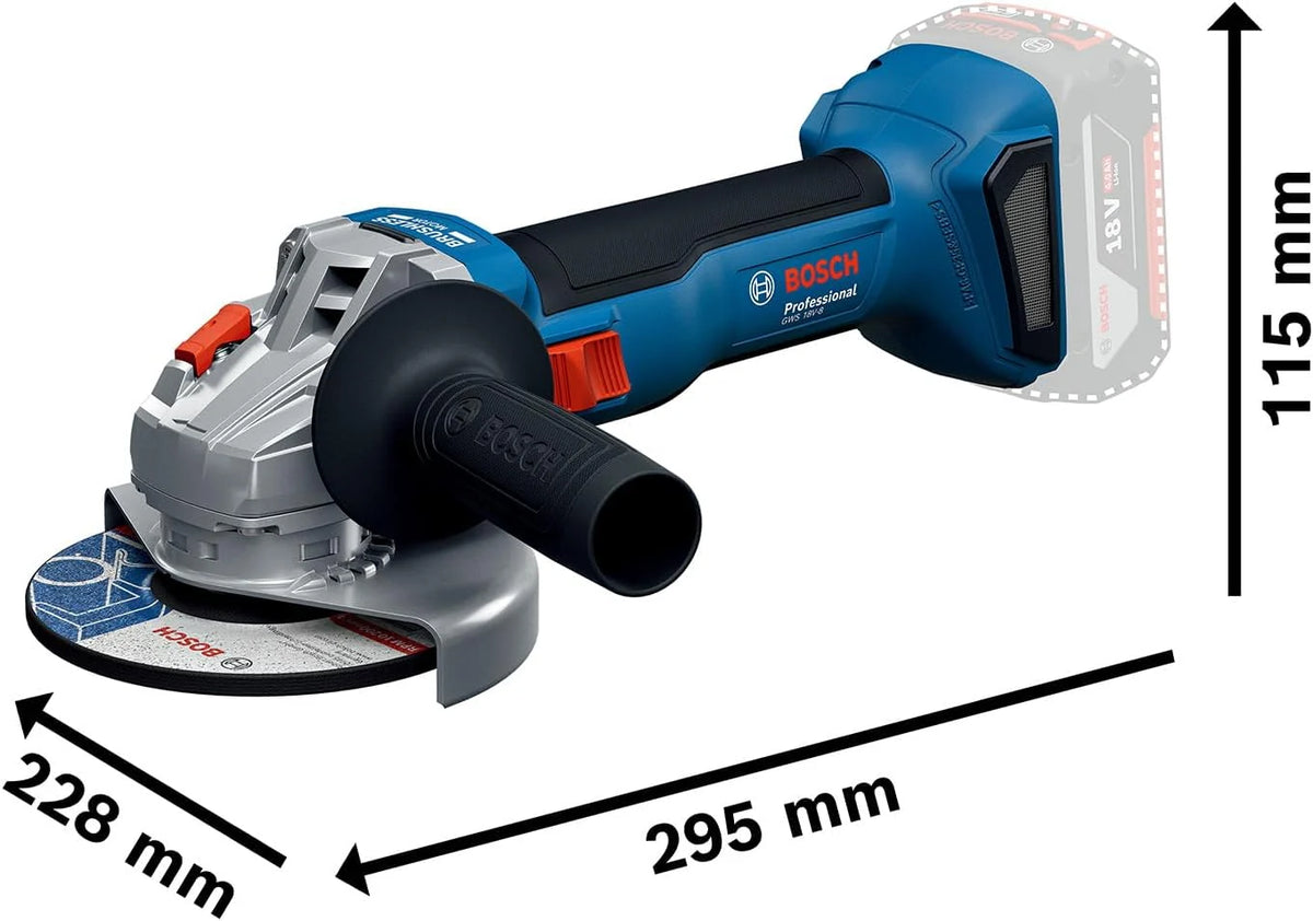 Bosch Professional 18 V firmy Bosch: akumulatorowa szlifierka kątowa GWS 18V-8 (Ø tarczy 125 mm, walizka L-BOXX)