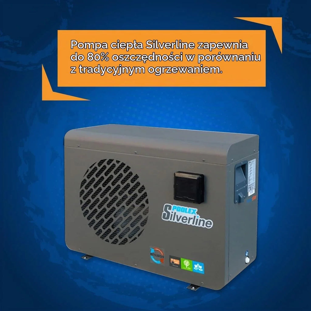 POOLEX - PC-SLP055 Silverline 55 - Cicha i ekonomiczna pompa ciepła basenowa - Wszystkie rodzaje basenów - Sprężarka o wysokiej wydajności - 5,5kW - Pojemność umywalki od 20 do 30m3