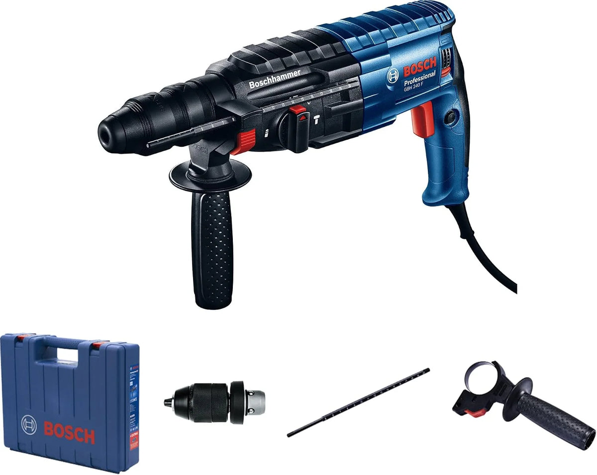 Bosch Professional: młot udarowo-obrotowy GBH 240 F (790 W, energia udaru 2.7 J, wymienny uchwyt SDS plus, ogranicznik głębokości, walizka)