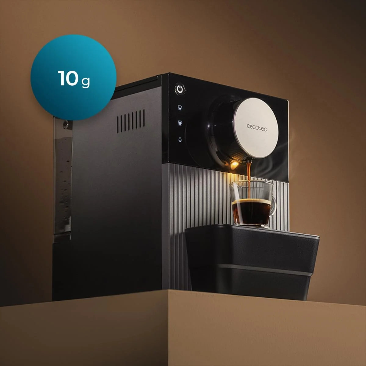 Cecotec Ekspres do kawy Superautomatyczny kompaktowy Cremmaet Cube 1350 W, system prasowania 10 g, system wstępnego zaparzenia, 19 barów, system Thermoblock, 5 poziomów mielenia, dotykowy panel