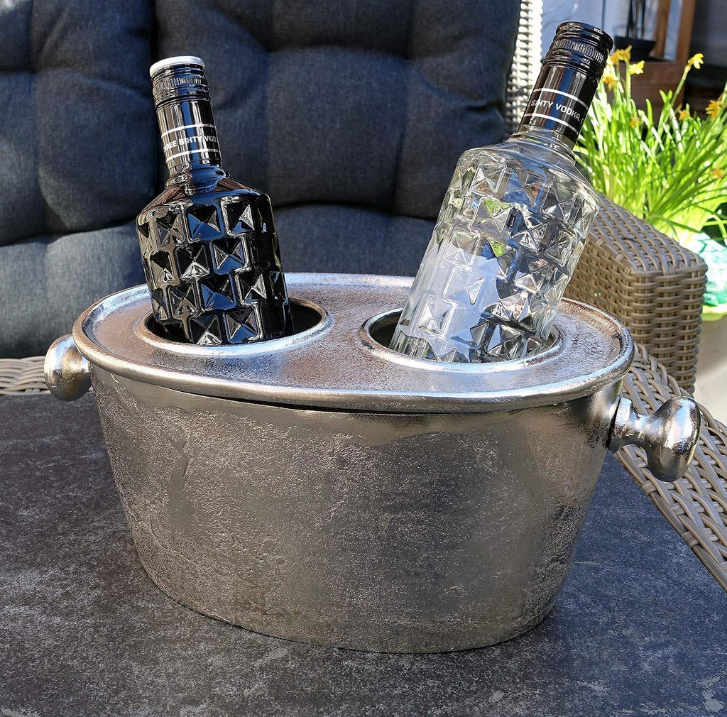 MichaelNoll Chłodziarka do szampana, chłodziarka do wina, chłodziarka do butelek, aluminium, srebrna – chłodziarka do szampana, wina i szampana – 31 cm