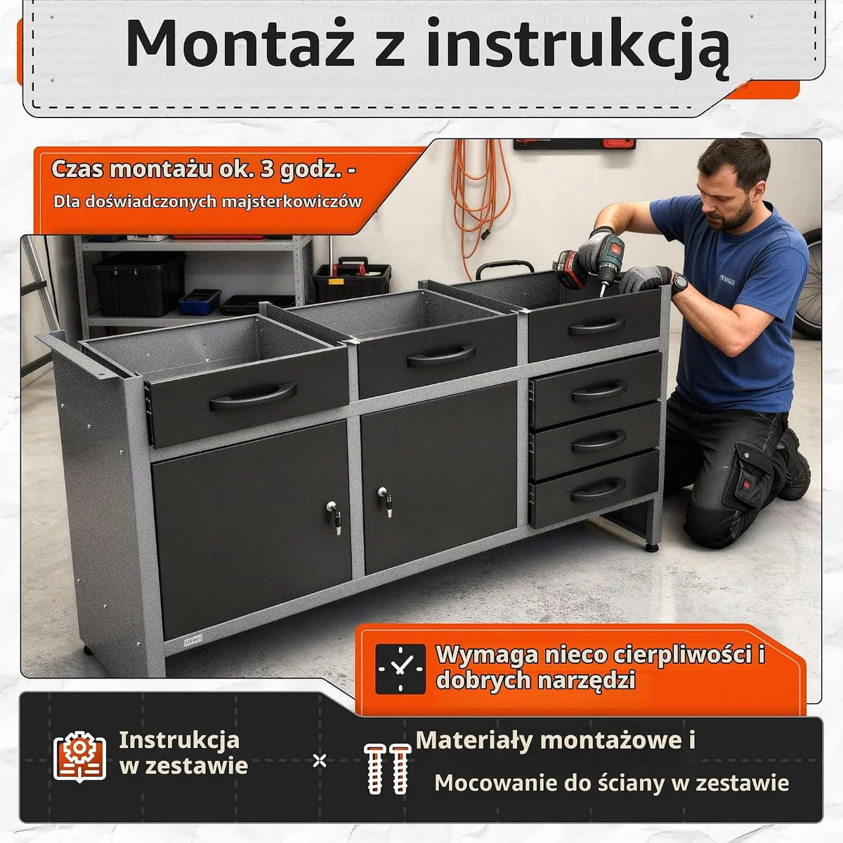 Ondis24 Stół warsztatowy Karsten stół warsztatowy, stół do pakowania, 6 szuflad, wyposażenie warsztatowe, 160 x 60 x 85 (wys.) cm, blat roboczy z drewna bukowego, obciążenie do 510 kg