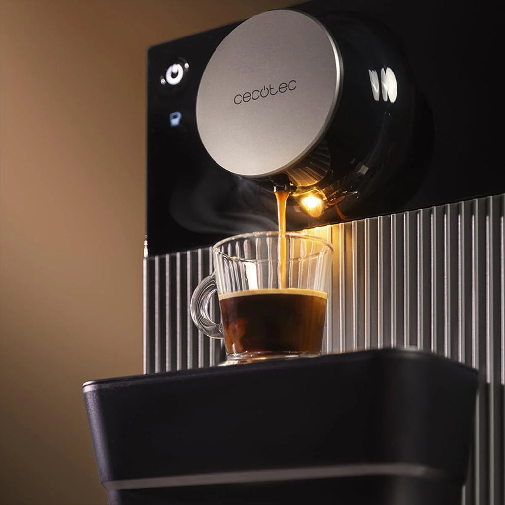 Cecotec Ekspres do kawy Superautomatyczny kompaktowy Cremmaet Cube 1350 W, system prasowania 10 g, system wstępnego zaparzenia, 19 barów, system Thermoblock, 5 poziomów mielenia, dotykowy panel