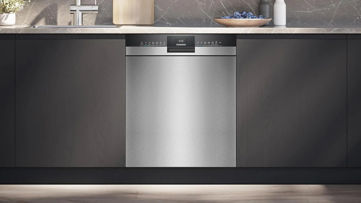 Siemens SN43HS03TE iQ300, zmywarka do naczyń do zabudowy 60 cm, kosz na sztućce, potwierdzona wydajność higieniczna, smartStart, górny kosz z regulacją wysokości, varioSpeed, asystent programu