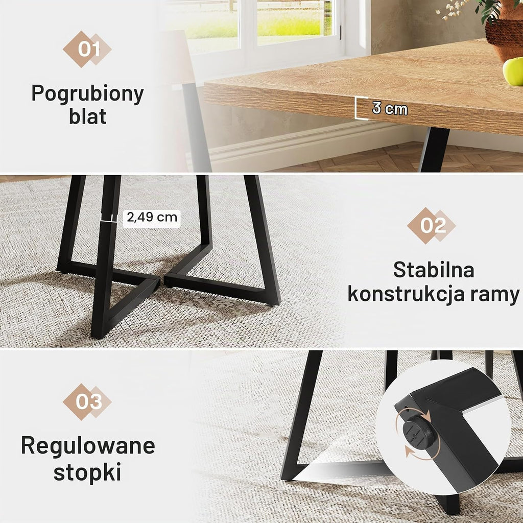 Tribesigns Stół jadalny – Mały stół do kuchni i jadalni, 80 x 80 cm, 4-osobowy, styl industrialny z metalowymi nogami (naturalny i czarny)