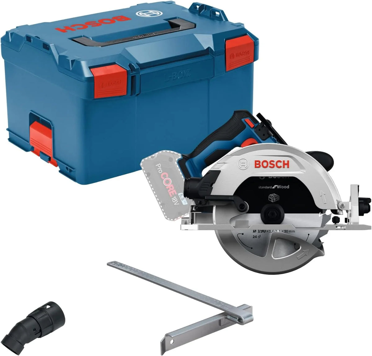 Bosch PRO 18V System Akumulatorowa pilarka tarczowa GKS GKS18V-68-2 (prowadnica do cięć pod kątem, tarcza, L-BOXX 238)