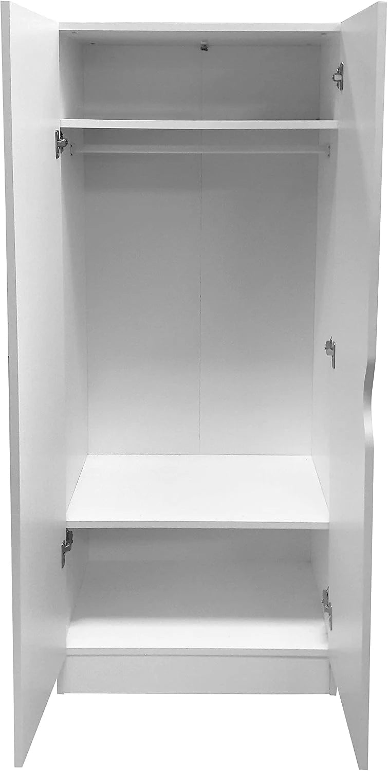 Leomark Biała Szafa Roma dla Dzieci z Półkami, Rakieta UV, 70x42,5x161,5 cm