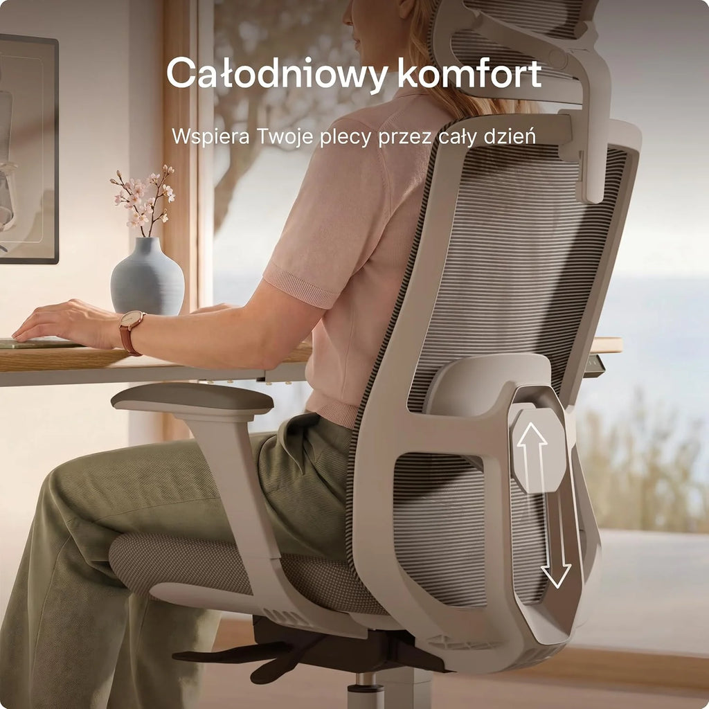 Desktronic Regulowane, ergonomiczne krzesło biurowe | krzesło do biurka z podparciem okolic lędźwiowych, regulacja wysokości – zaprojektowane z myślą o europejskim ciele – oddychająca tkanina
