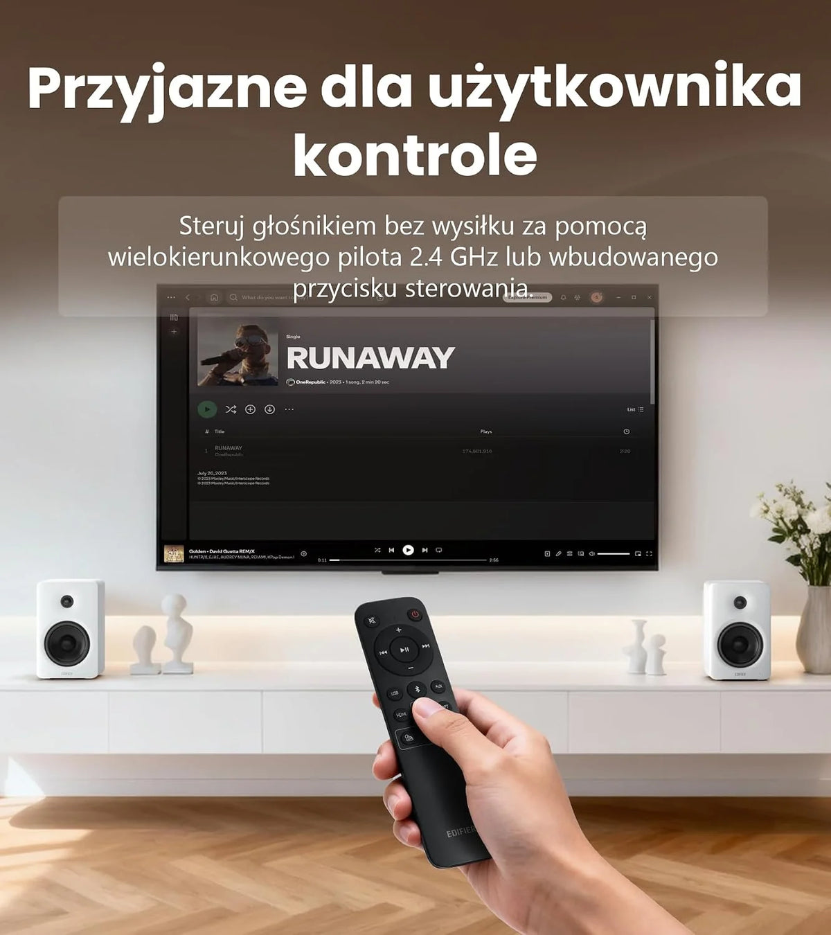Edifier M90 Głośniki półkowe z 100W RMS i dźwiękiem Hi-Res LDAC，Biały