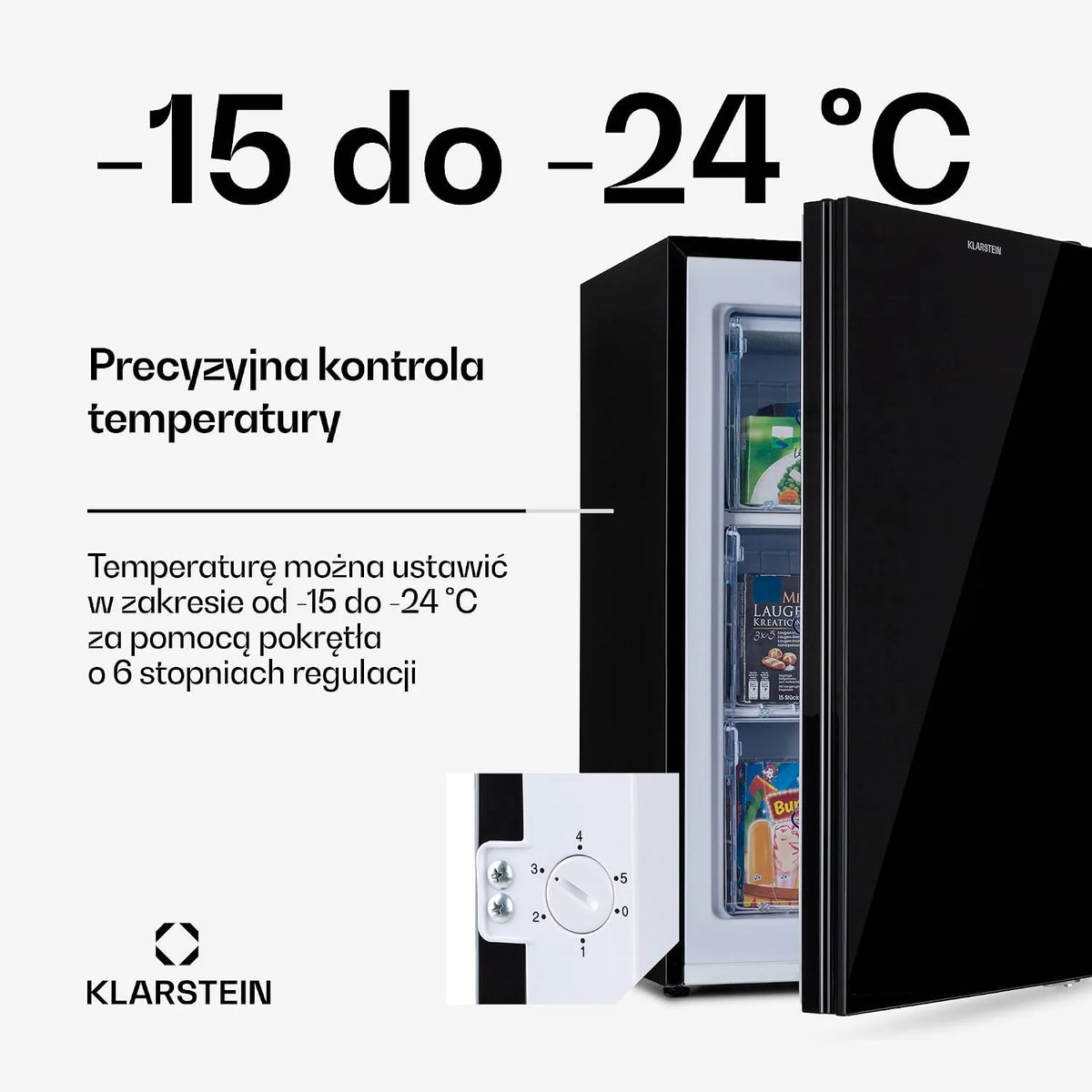 Klarstein Pluto Zamrażarka 90.5cm 60L Czarna