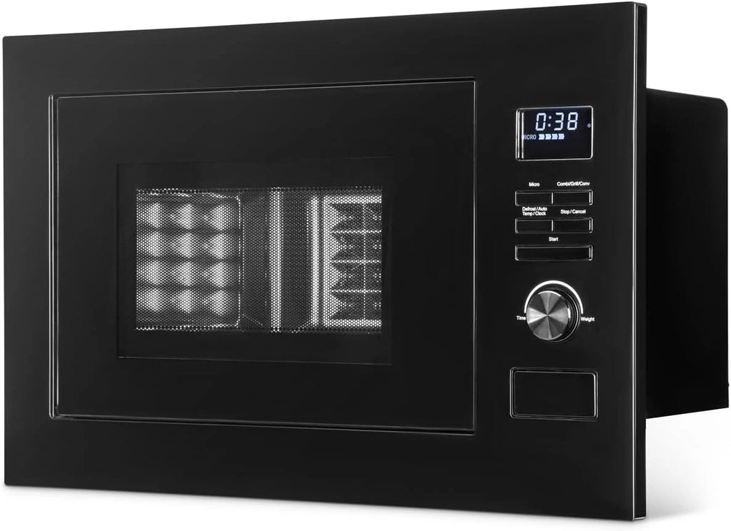 Kuchenka mikrofalowa do zabudowy Bomann® 3w1, Grill + Gorące powietrze, przestrzeń do gotowania 25 l, 8 programów automatycznych, Grill + talerz obrotowy (średnica 27 cm), 900 W