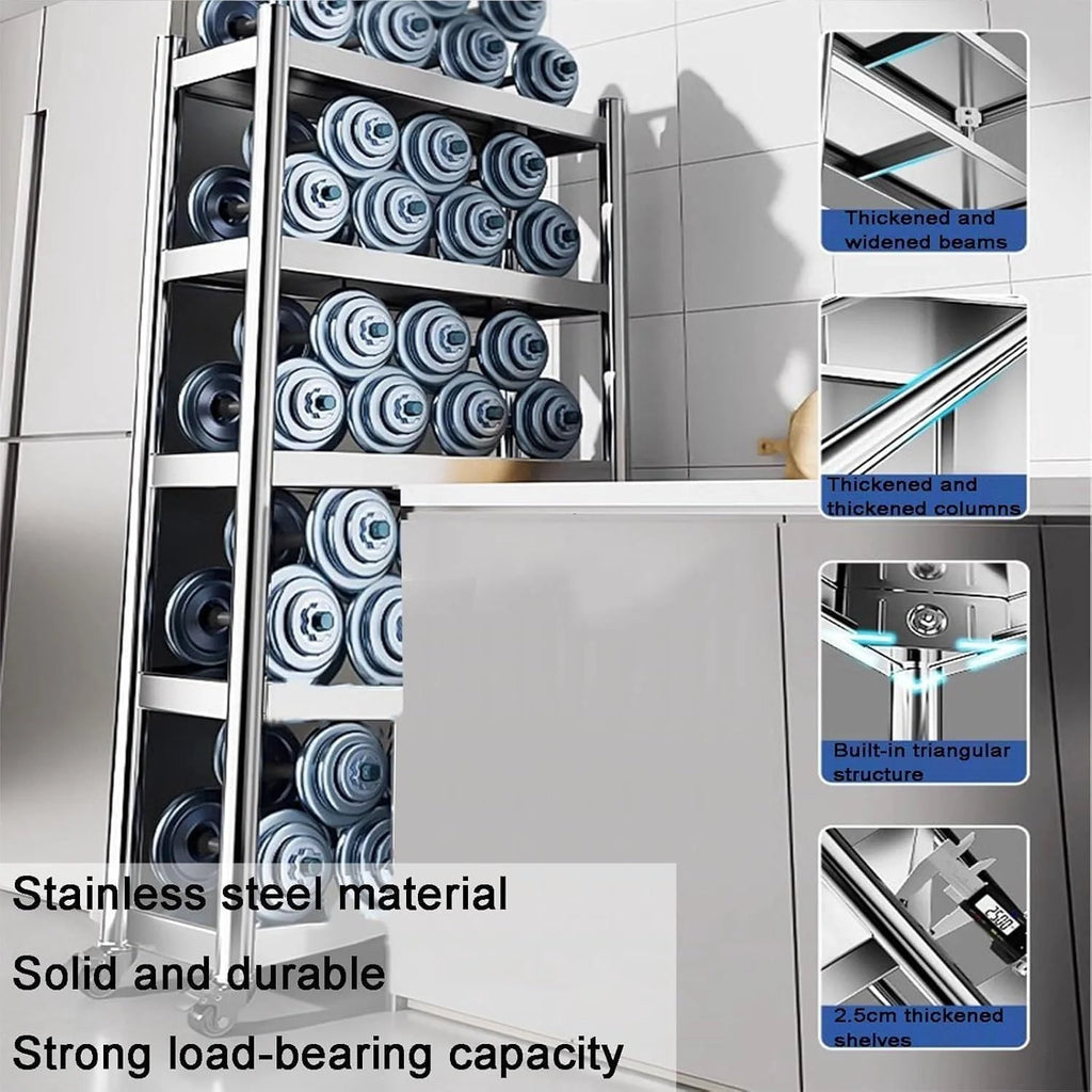 Wąski wózek rolujący ze stali nierdzewnej 3 poziom Slim Utility Shelf z kółkami do kuchni Łazienka Lodówka Side Space Saving Storage Organizer Mobile Spice Rack Home Office