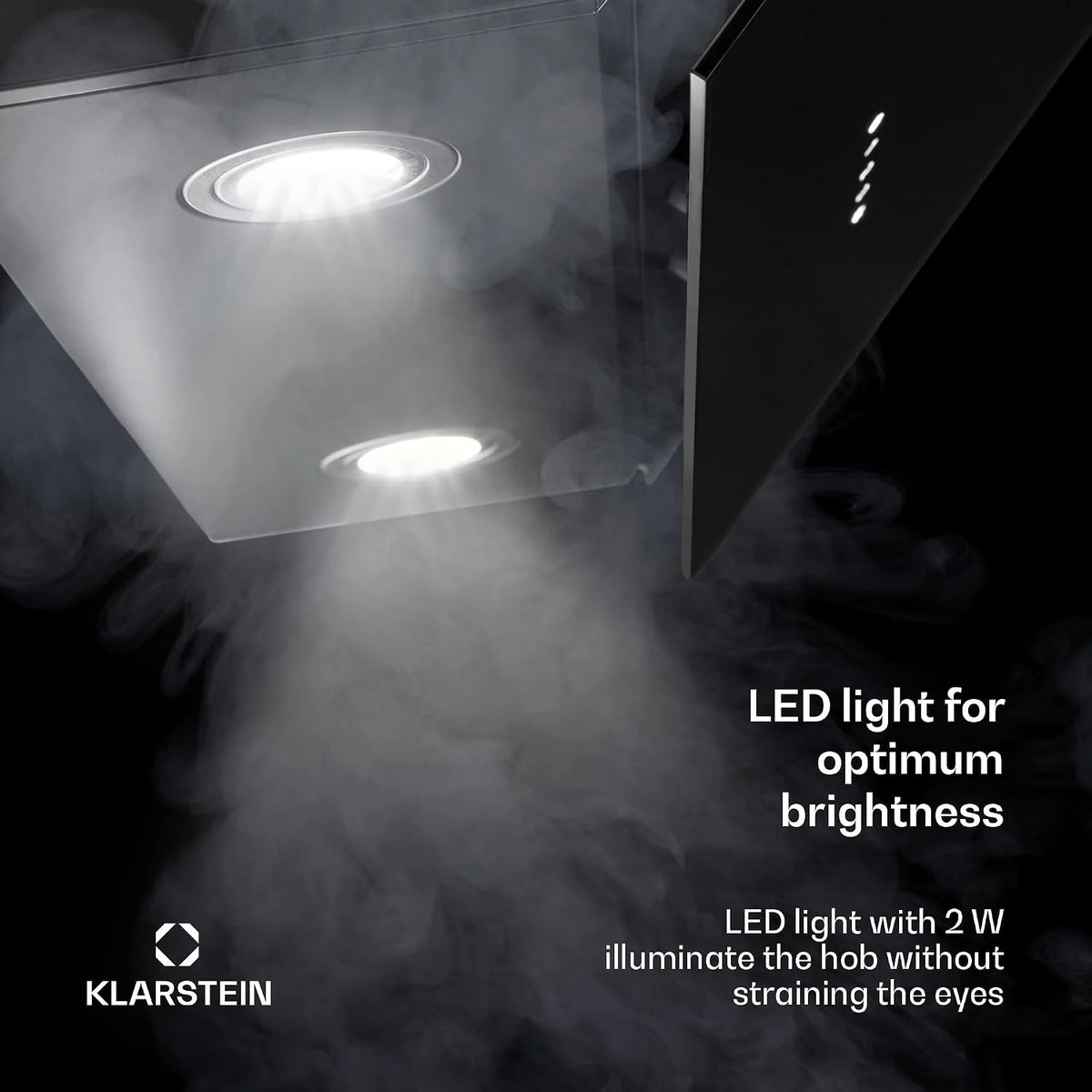 KLARSTEIN Alina Okap kuchenny 70 cm, okap ścienny, 540 m³/h, klasa A, okap LED, 3 poziomy, ekran dotykowy, 63 dB czarny, recyrkulacja i wydech