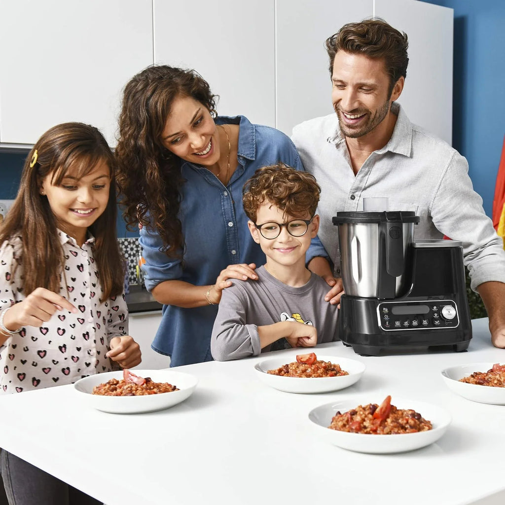Moulinex Click Chef HF456810 robot kuchenny, wielofunkcyjny, 5 programów automatycznych, robot kuchenny, kompaktowy, 25 funkcji, zintegrowana waga kuchenna, parowar, mikser 3,6 l, 1400 W,