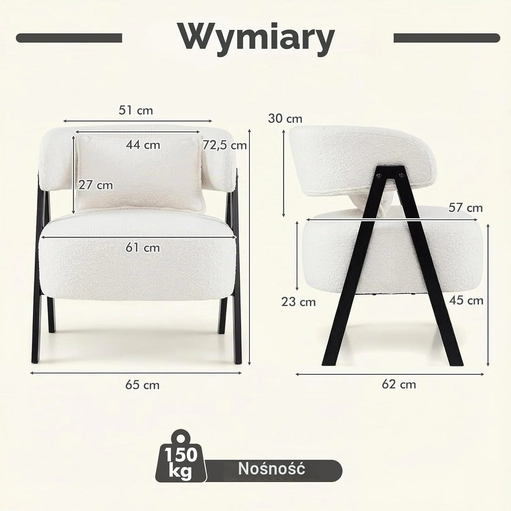 COSTWAY Fotel, fotel ze sztucznego futra z poduszkami lędźwiowymi i metalowymi nogami, tapicerowany fotel do 150 kg, wygodne krzesło tapicerowane do salonu, sypialni i gabinetu (kolor beżowy)