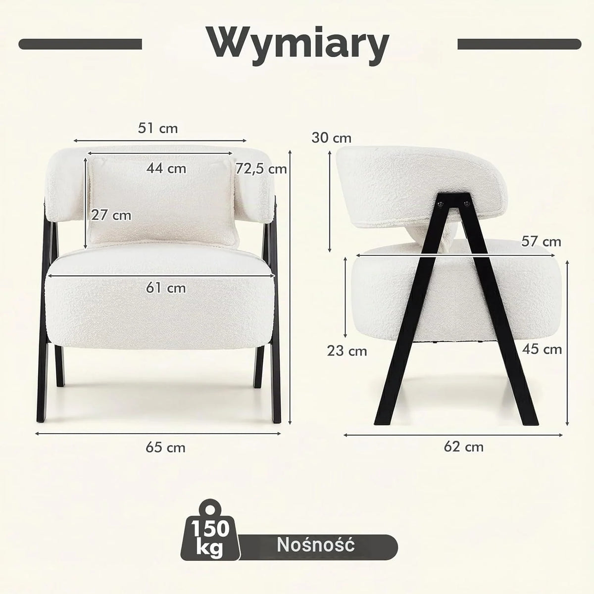 COSTWAY Fotel, fotel ze sztucznego futra z poduszkami lędźwiowymi i metalowymi nogami, tapicerowany fotel do 150 kg, wygodne krzesło tapicerowane do salonu, sypialni i gabinetu (kolor beżowy)