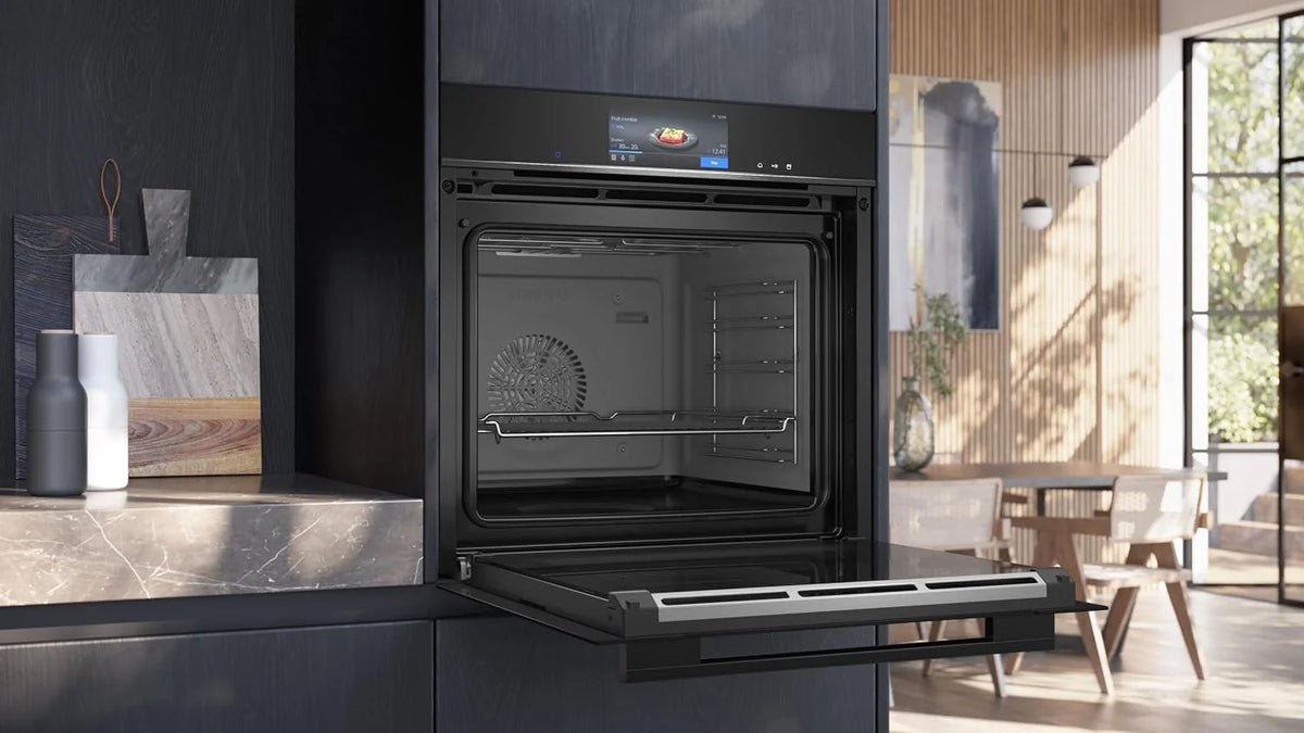 Siemens HS758G3B1 iQ700 inteligentny piekarnik parowy do zabudowy, 59,4 cm szerokości, humidClean Plus – do szybkiego czyszczenia, asystent piekarnika ze sterowaniem głosowym, cookControl Pro, TFT
