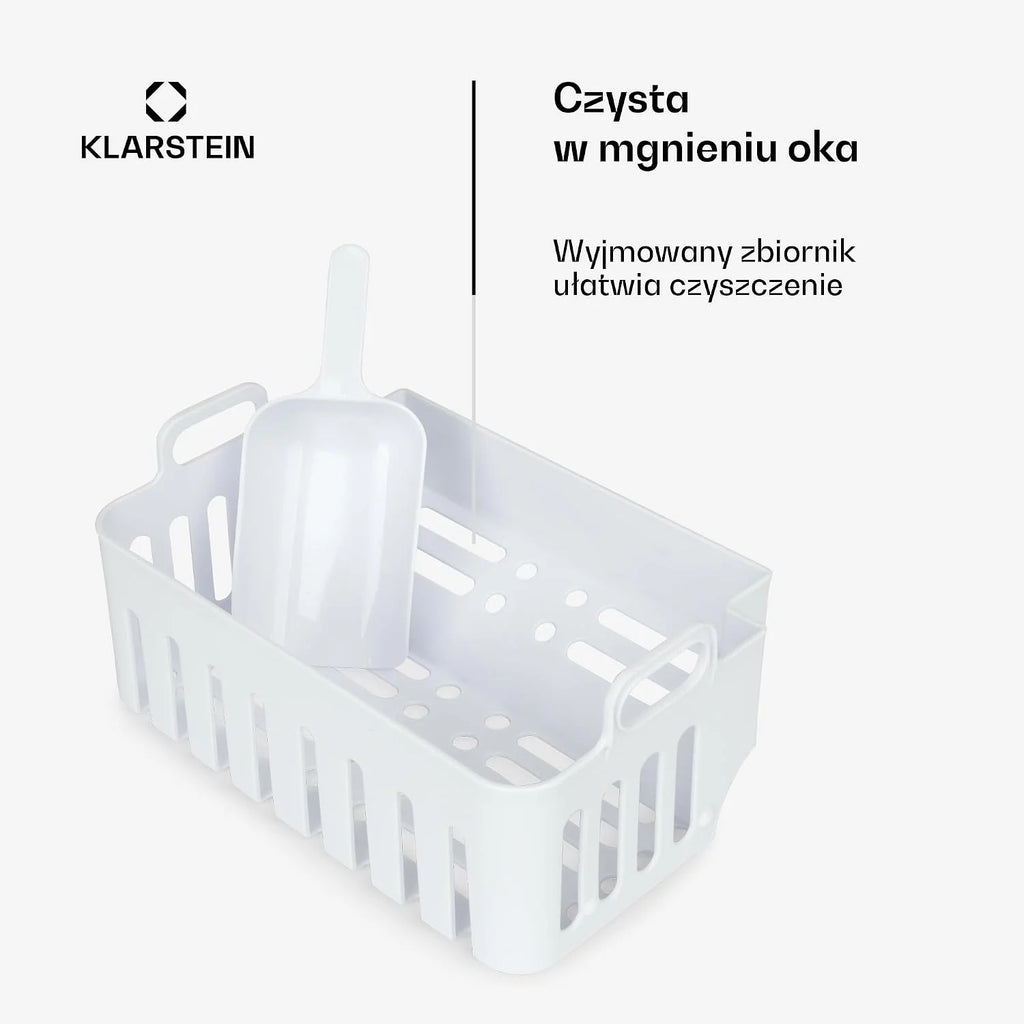 Klarstein Kostkarka do lodu Mała, 1,5L wytwornica lodu, Kostkarka do dużych kostek Szybka mini Łatwe czyszczenie, Wytwornica 12kg dziennie