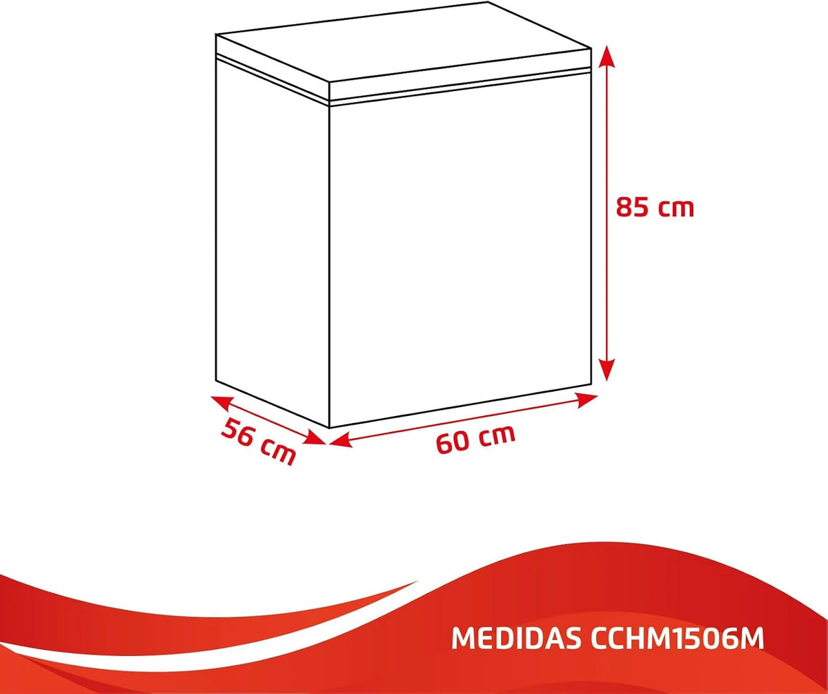 Skrzynia z zamrażarką | CCHM1506M | statyczna | 143 l | 85 cm | 37 dB | 1 elastyczny kosz | podwójny system super zamrażania | biały