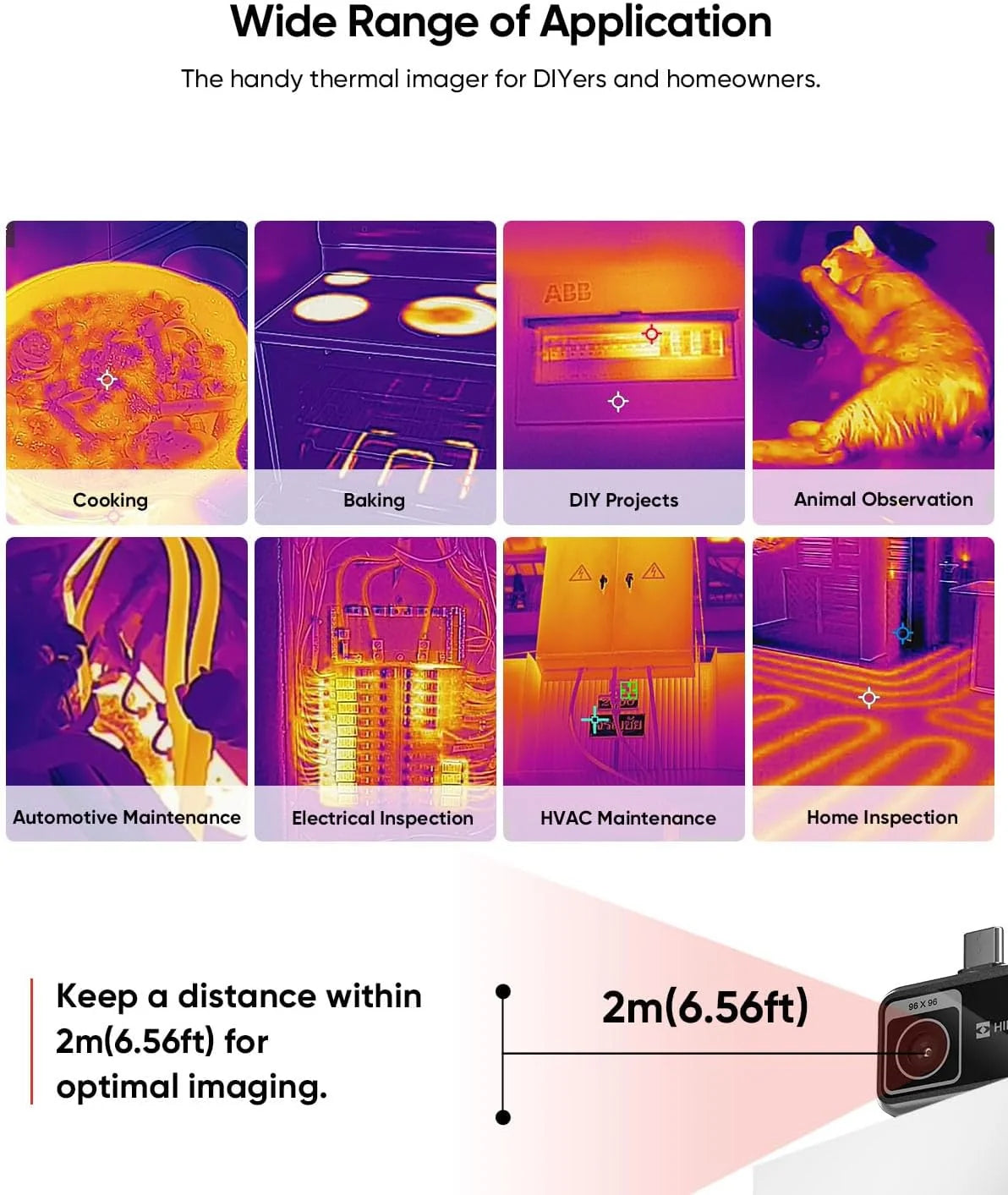 HIKMICRO Kamera termowizyjna MiniE na Android/iOS, rozdzielczość IR 96×96, SuperIR 192×192, bez baterii, port USB-C, kompatybilna z iPhone 15/16/17 (akcesoria wyłączone)