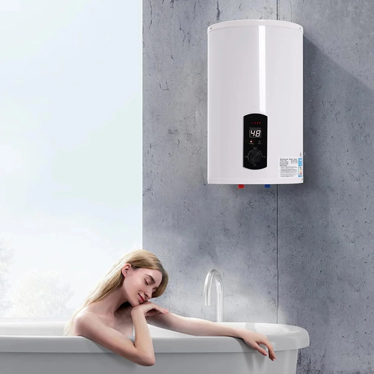 Elektryczny zbiornik ciepłej wody, 30 litrów, bojler ciepłej wody, 2000 W, wiszący bojler, elektryczny podgrzewacz wody, 25-75°C, regulowana temperatura