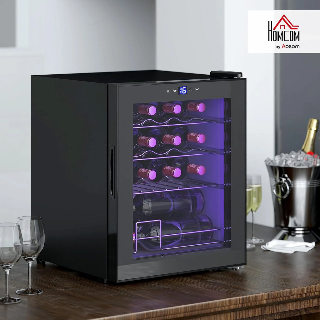 HOMCOM Lodówka na wino kompresorowa 16 butelek 42L 5-18°C Czarny