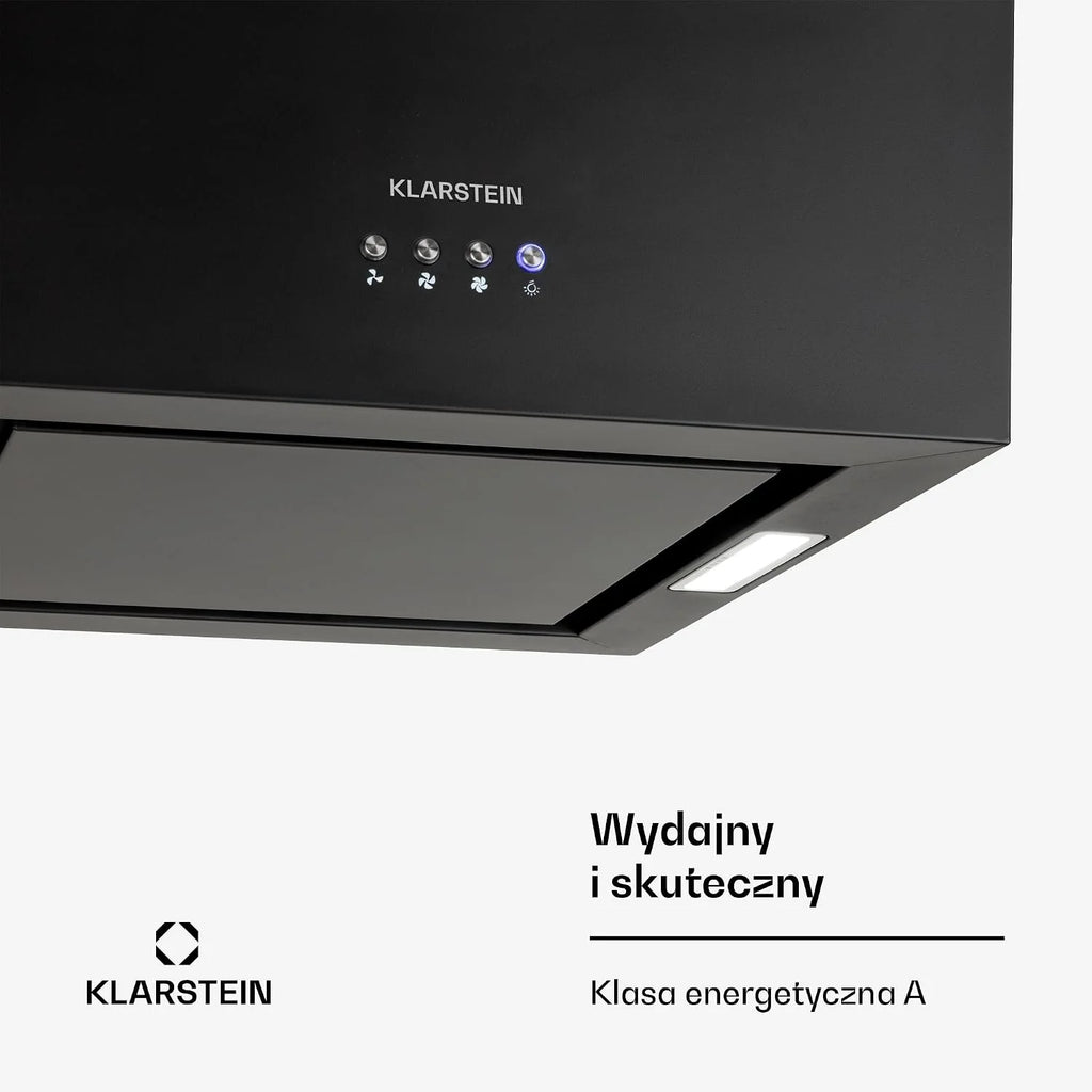 Klarstein Okap wyspowy żyrandolowy - Okap wiszący, wyspowy żyrandolowy, z filtrem, z recyrkulacją, Montaż sufitowy, 45 cm, czarny