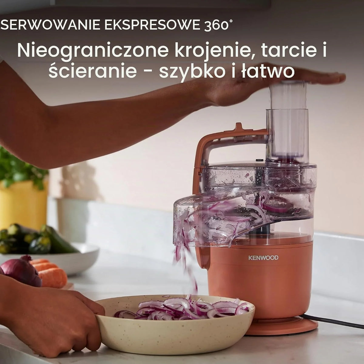 Kenwood MultiPro Compact wielofunkcyjny robot kuchenny z funkcją Express Serve, ostrzem ze stali nierdzewnej, tarczami do krojenia i tarką, osobisty blender 600 ml, funkcja pulsu, glina czerwona