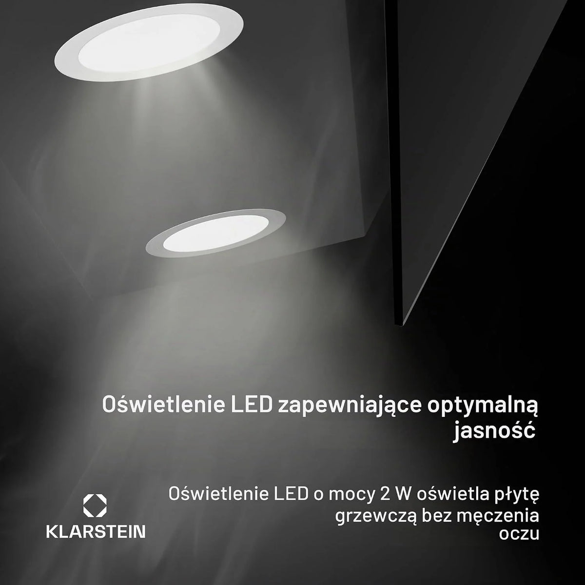 Klarstein Alina Okap kuchenny skośny – 60 cm, przepływ 600 m³/h, panel dotykowy, podświetlenie LED, cichy 68 dB, klasa energetyczna A, czarny, tryb wyciągu i recyrkulacji