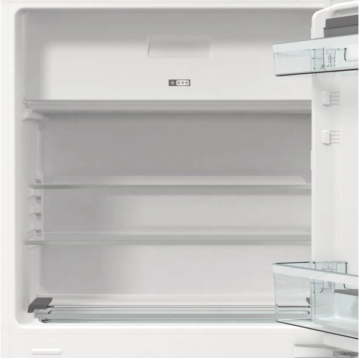 Gorenje RBIU609EA1 lodówka stołowa do zabudowy z zamrażarką/88 nisz/zawias drzwiowy/klasa efektywności energetycznej: E/121 litrów/technika drzwi stałych/SuperCool/wskaźnik temperatury/zawias drzwiowy