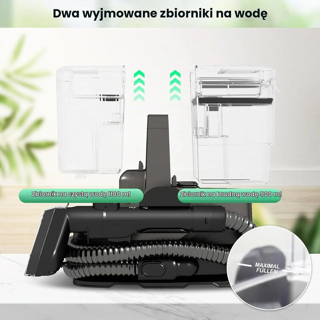 COSTWAY Urządzenie do czyszczenia tapicerki, 1800 W, para, sterylizacja, czyszczenie zimnej i gorącej wody, odkurzacz z 2 głowicami szczotki, przenośny odkurzacz na mokro do sofy, tapicerki, schodów