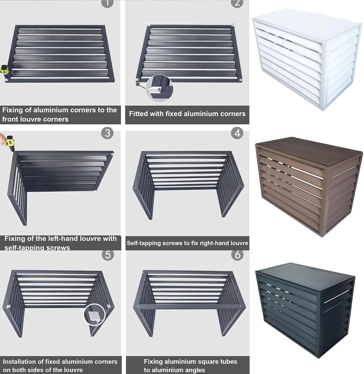 Zewnętrzna osłona klimatyzatora, mini dzielona ochrona klimatyzatora, aluminiowa pokrywa pompy ciepła, redukcja hałasu, konstrukcja odporna na warunki atmosferyczne, idealna do użytku na zewnątrz