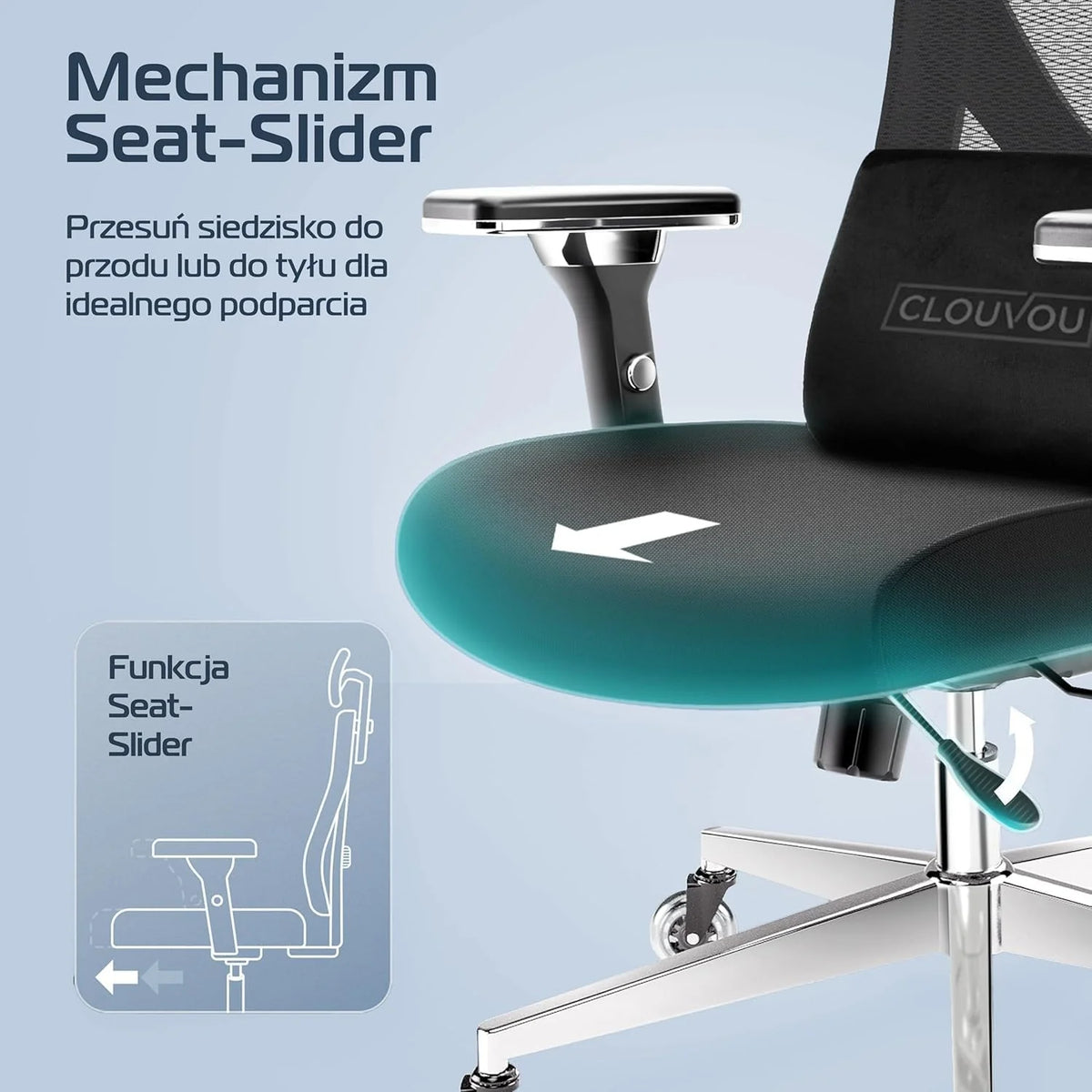 CLOUVOU CleverSeat Ergonomiczne krzesło biurowe [NR 1 W RANKINGU]
