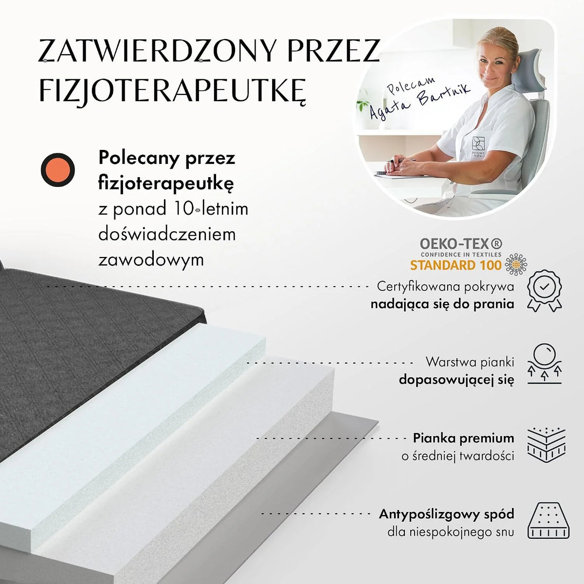 Materac składany 75x195 cm, 14 cm – wygodny materac dla gości, składany