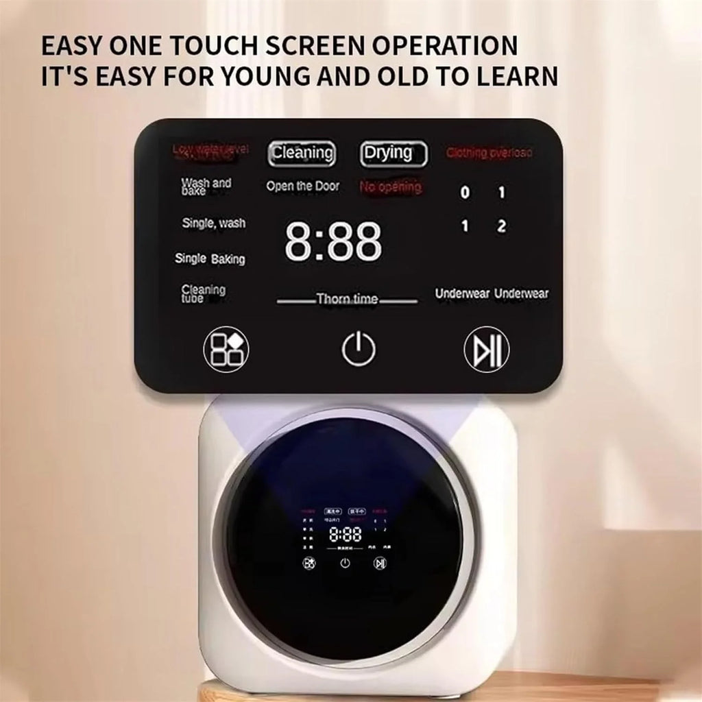 Automatyczna mini pralka, montowana na ścianie, pojemność 3 kg, w pełni automatyczna z suszeniem w wysokiej temperaturze w 95°C - idealna do akademików i mieszkań wakacyjnych
