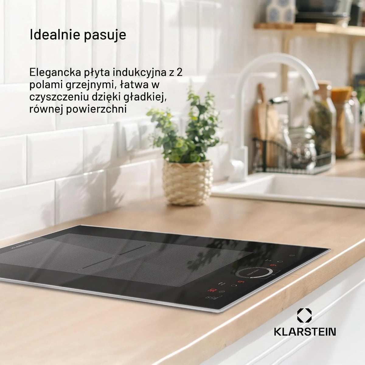 Klarstein Wpuszczana elektryczna płyta indukcyjna, podwójna płyta grzewcza, płyta indukcyjna z 2 palnikami, 3500 W x2 indukcyjne stoły kuchenne, sterowanie dotykowe, cyfrowy wyświetlacz i timer