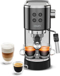 Krups XP444G Virtuoso+ ekspres do espresso | ciśnienie pompy 15 bar | 3 filtry kremowe | dysza pary ze stali nierdzewnej | intuicyjny panel sterowania | pokrętło | w zestawie łyżeczka dozująca/ubijak