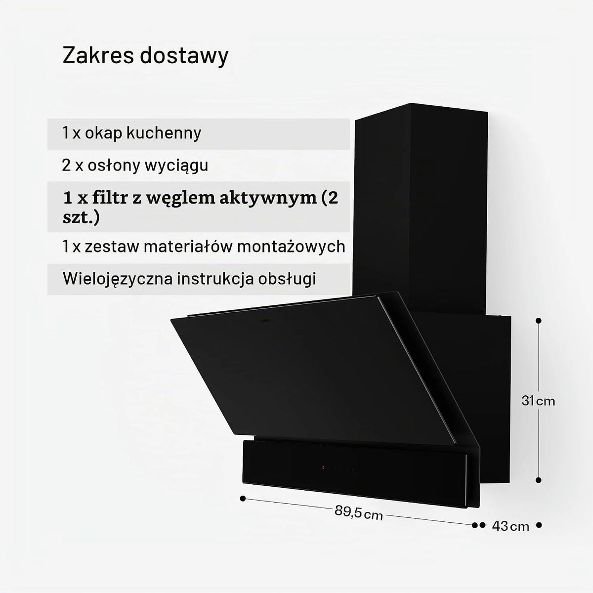 Klarstein Velaire okap kuchenny 90 cm, zwiększenie efektywności energetycznej 820 m³/h, klasa energetyczna A++, obsługa dotykowa, LED, cichy, filtr aluminiowy i z węglem aktywnym, okap kuchenny 90 cm
