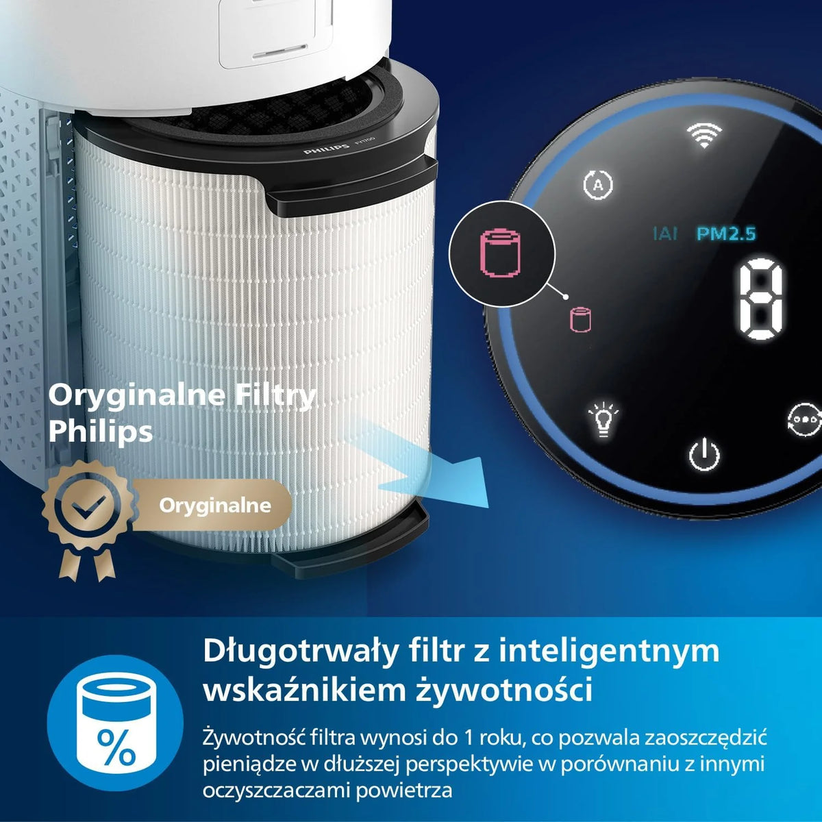 Philips Oczyszczacz Powietrza serii 1000, do 78 m², CADR 300 m³/h